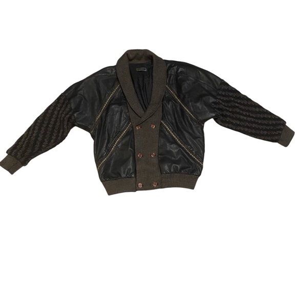 Saxony Other - Mens Vintage Leather and Knit Jacket